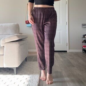Silk Maroon Printed Eileen Fisher Elastic Waist Pant, Size S